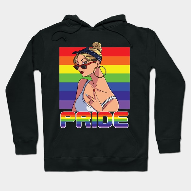 Pride Month Rainbow Lesbian Chola Hoodie by Noseking